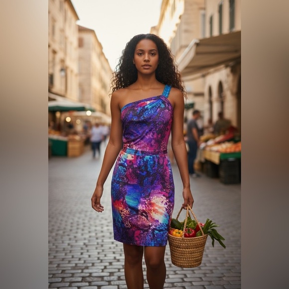 Bisou Bisou Dresses & Skirts - Bisou Bisou Y2K Beaded Shoulder Multicolor Cocktail Dress (NWT!!!)